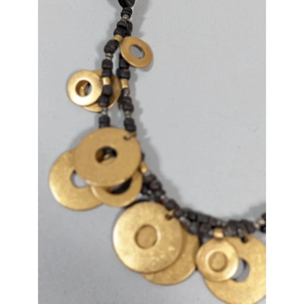 Coldwater Creek Gold Disc Layered Necklace Boho Tribal‎ 19